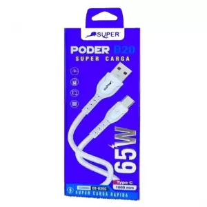 Cable Poder B20 Super Carga RAPIDA USB tipo A a Tipo C de 65w 1000mm 